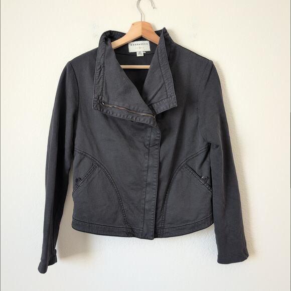 Marrakech Anthropologie Womens Moto Jacket Medium Asymmetrical Zip Faravel Gray - Picture 7 of 8